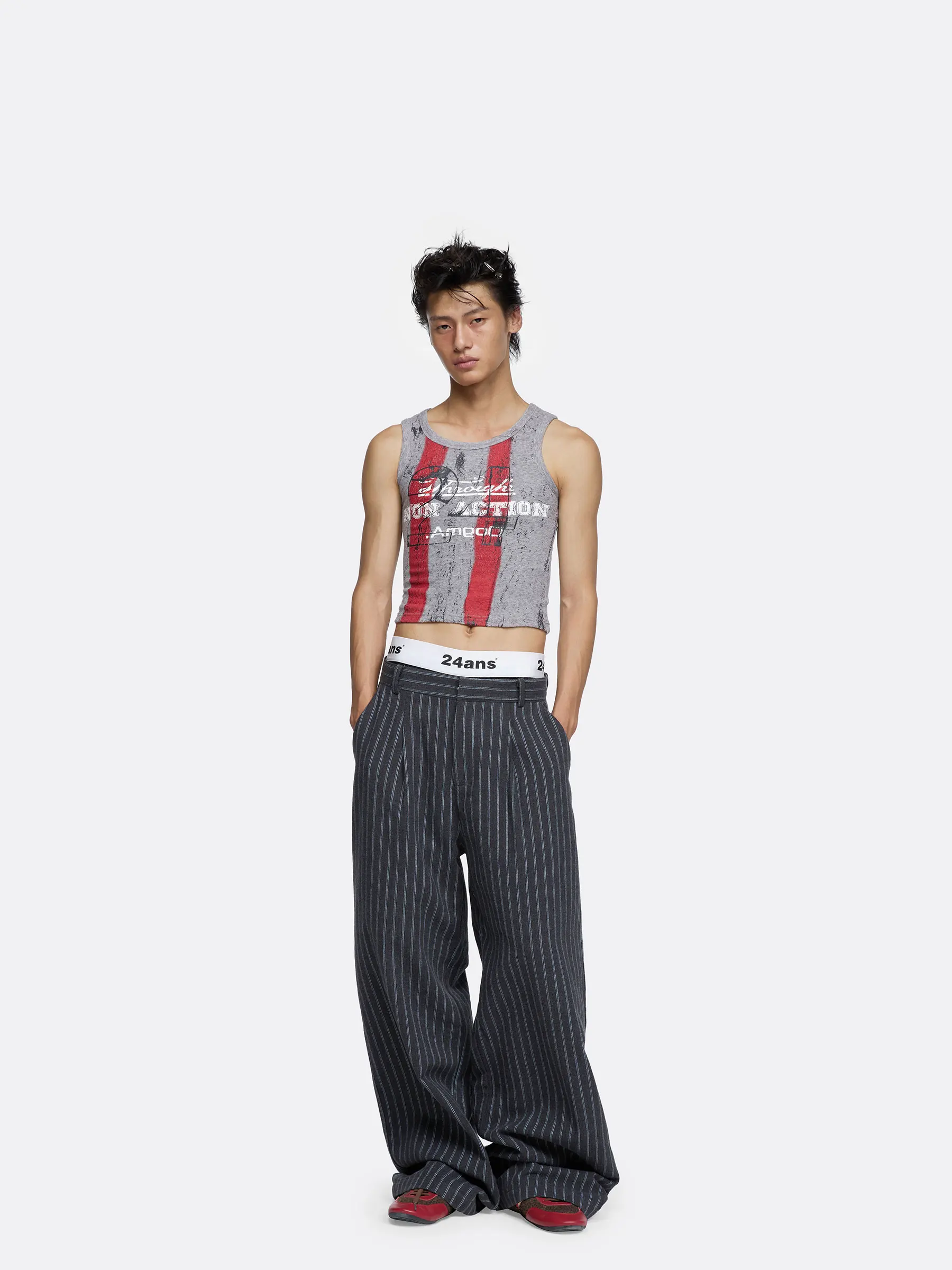 

Deep ey Stripe Men's Women's Straight Leg Pants Commute Sle Formal Trousers by 24ANS Limited Edition Winter Collection