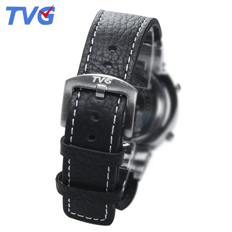 Men watches quartz Waterproof Unique LED display Silicone Strap digital Time TVG X6 Fashion Stainless steel case man clock gift