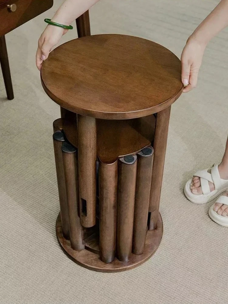 Y Solid Wood round Stool Household Stackable Combination Dining Stool New Chinese Style Stackable Stool