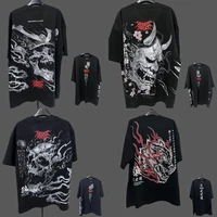 Camiseta con estampado de Anime de BUSHIDO japonés para hombre, ropa deportiva de entrenamiento físico urbano, camisetas holgadas informales con cuello redondo para hombre, Camiseta de algodón para parejas