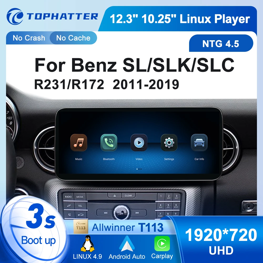 

10.25" 12.3" Car Radio For Mercedes Benz R231 R172 SLC SLK Wireless CarPlay Android Auto Multimedia Player Head Unit Screen