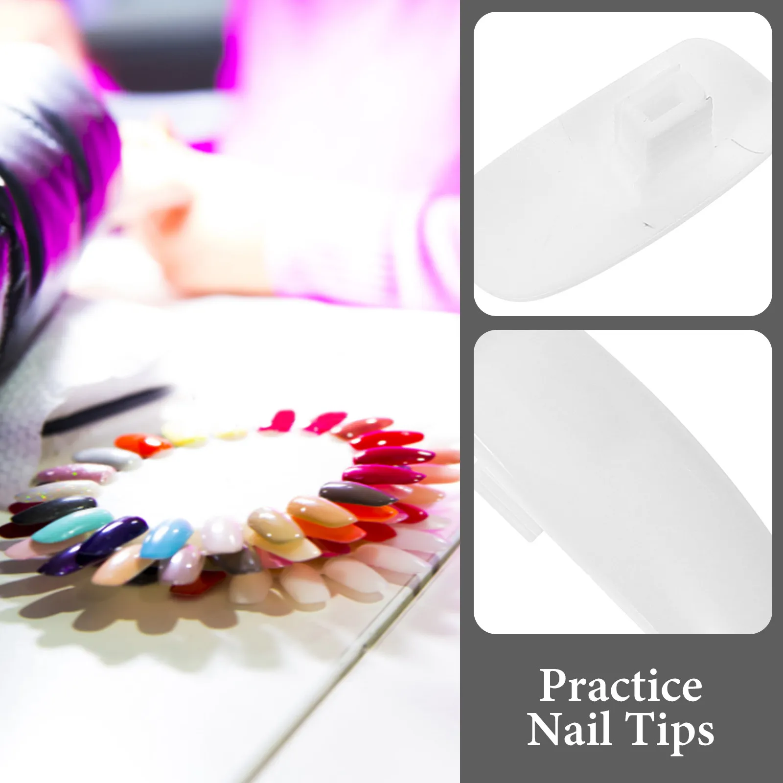 

100 шт. тренировочных типсов для ногтей, механические искусственные ногти для многократного использования, гладкие демонстрационные палочки, образцы для обучения нейл-арту