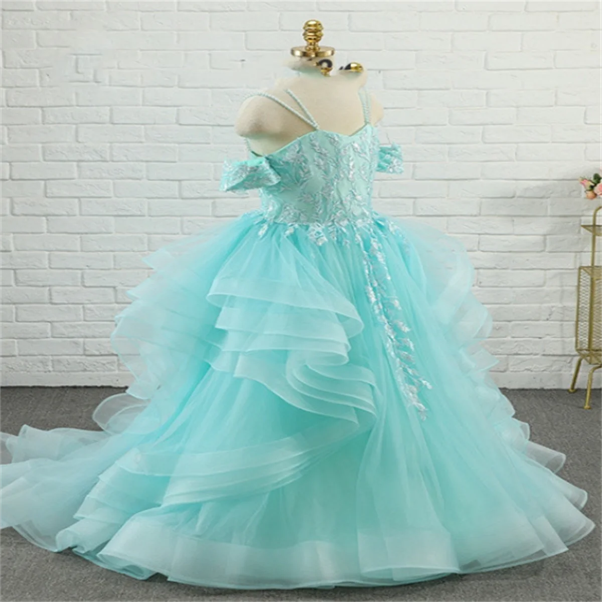 Fluffy Tulle Off Shoulder Flower Princess Dress First Christmas Communion Dress Prom Evening Party Children's Dress