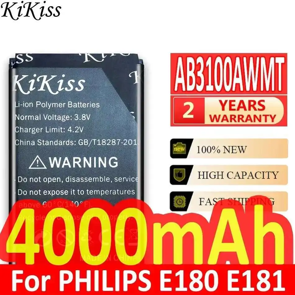 

For Philips Xenium E180 E181 CTE180BK AB3100AWMT AB3100AWMC Mobile Phone Battery High Compatibility Stable 4000mAh