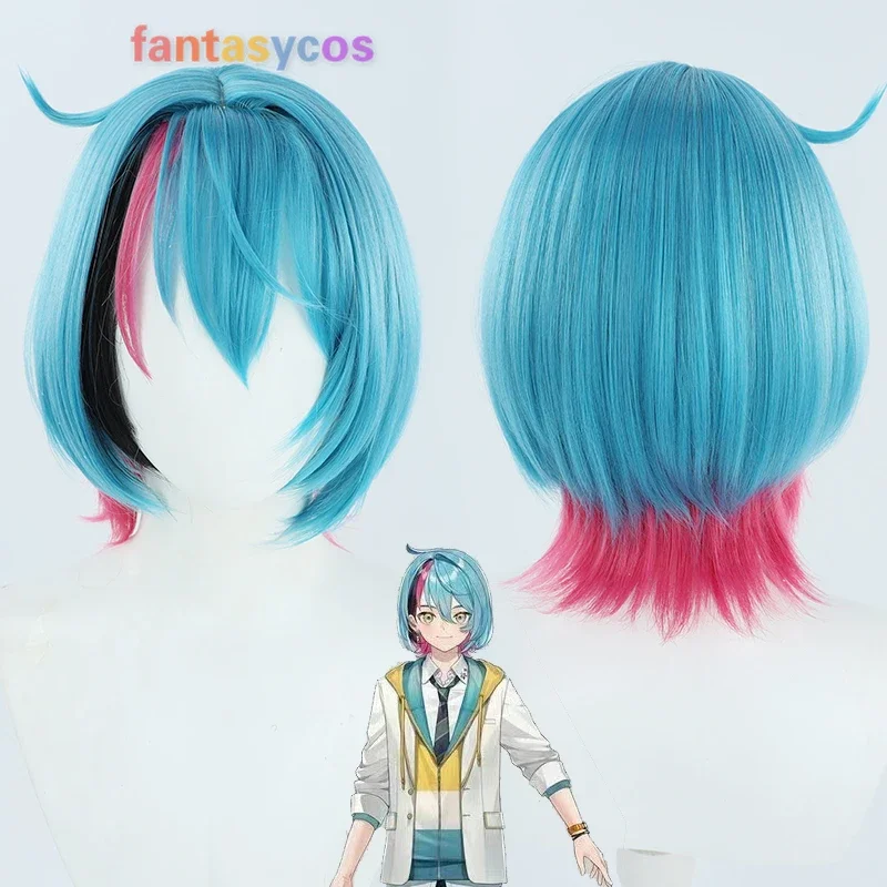 Hololive Vtuber Kyo Kaneko Cosplay Wig Blue Pink Black Short Mixed Heat Resistant Synthetic Hair Halloween Party Costume Wigs