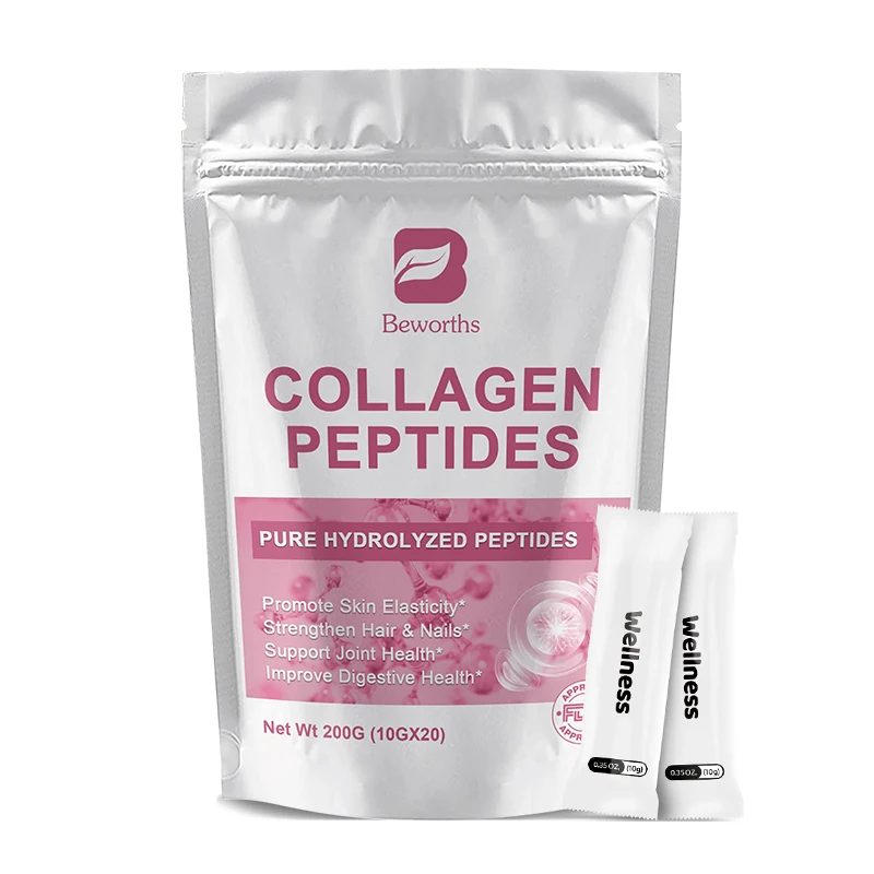 BEWORTHS Hydrolyzed Collagen Peptides Supplement with Hyaluronic Acid,Taurine,Calcium & Vitamins A,D,E Skin,Nails Health