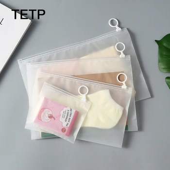 TETP 프로스트 지퍼 가방, 풀 링 포함, 가정 속옷 양말 포장 보관, 휴대용 파일, 학용품, 분류 책상, 50 개
