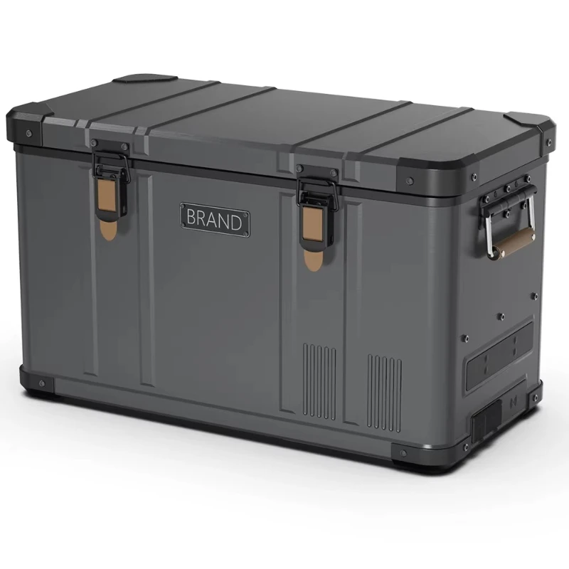Aluminum Dual Zone DC Compressor 35L Car Refrigerator with LED Display and App Control Portable Design Leather Handle