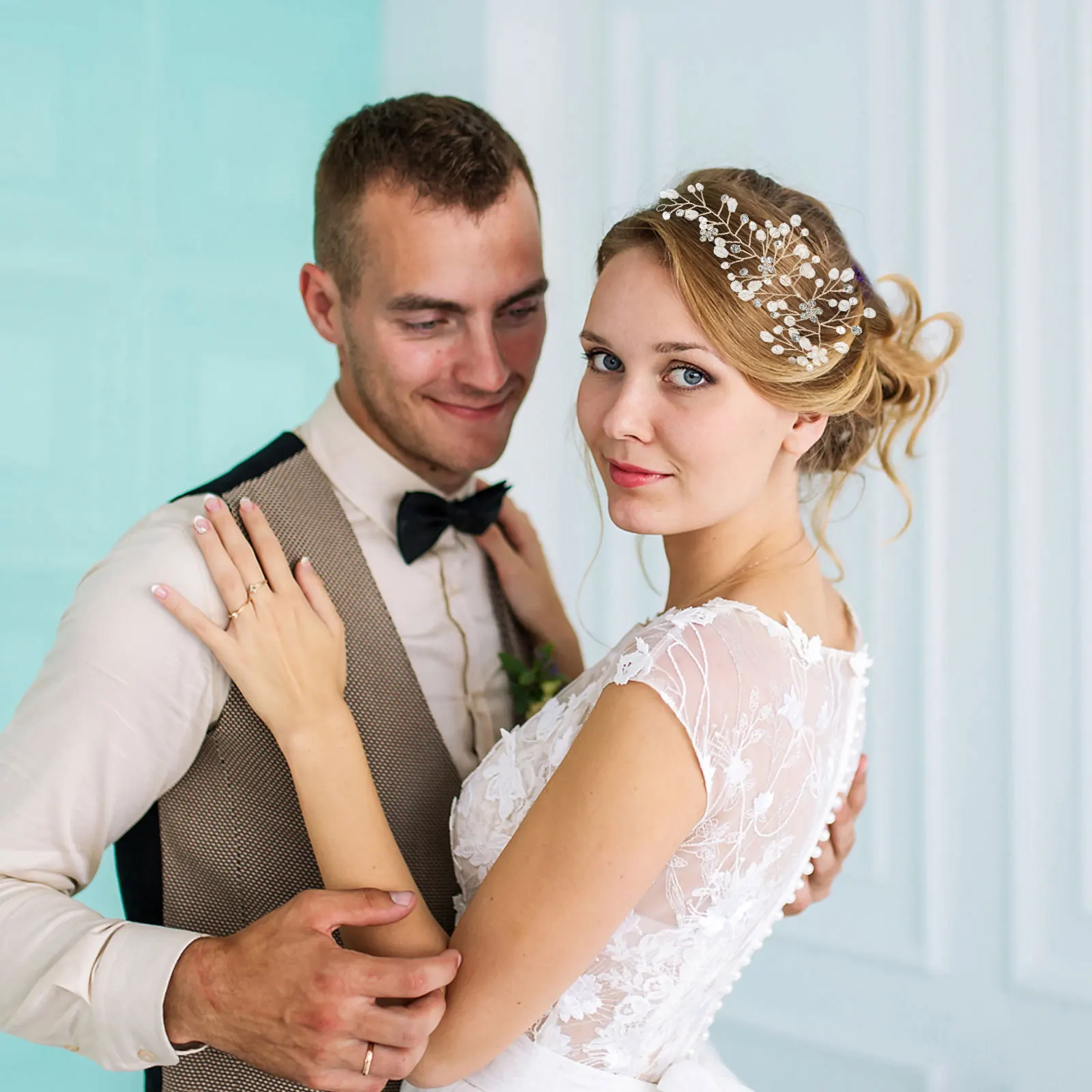 

2 Pcs Wedding Crystal Hair Comb Bridal Accessories for Women Decorative Combs Bride Headpiece Flower