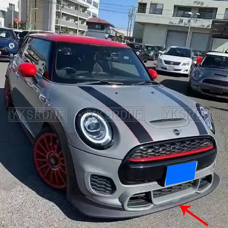 For F56 Mini Cooper S 2PCS DAG Car Body Kit Spoiler Duck Lip Guard Cover Carbon Front Bumper Lip Splitter (JCW Front Only)