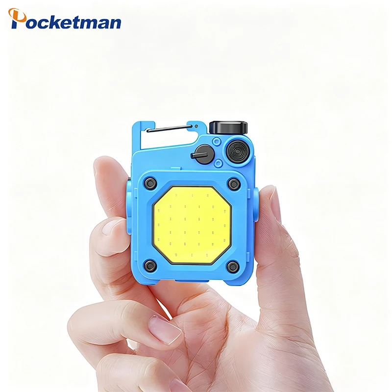 Mini Keychain Flashlight Rechargeable COB LED Work Light 6 Modes Portable Pocket Light with Magnetic Base Small Emergency Light
