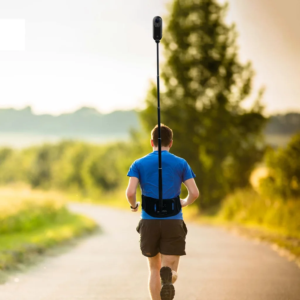Waist Strap Holder Sporting First View Selfie Stick Mount with 1.2m Extension Pole for Insta360 ONE X/X2/R GoPro Hero 5 6 7 8