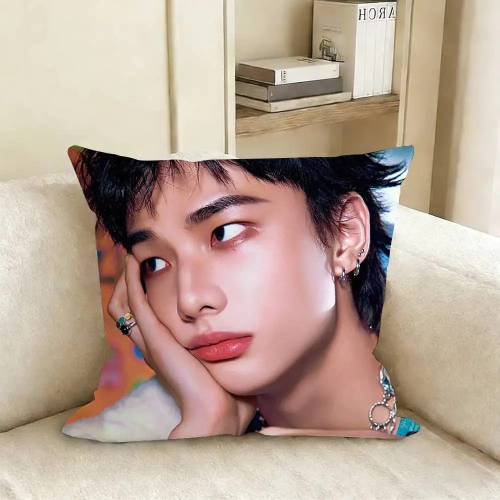 H-HyunjinS Dancing Prince Various Sizes Square Pillow Case For Car Home Bedchamber Decor
