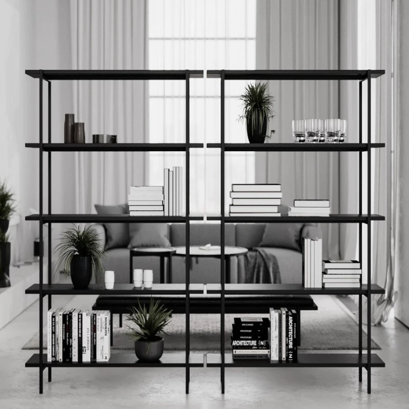 

Simple solid wood racks, wrought iron luxury multi-storey living room storage bookshelves, office display racks