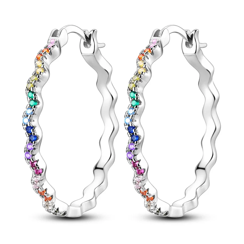 925 Sterling Silver Floral Plant Colourful Series Jewelry Fashion Zircon Circle Hoop Earrings For Women Jewelry S925 Gifts