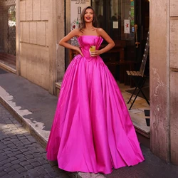 Thinyfull 2025 A-Line Prom Evening Dresses Sexy Strapless Floor Length Satin Party Dress Formal Cocktail Prom Gowns Customized
