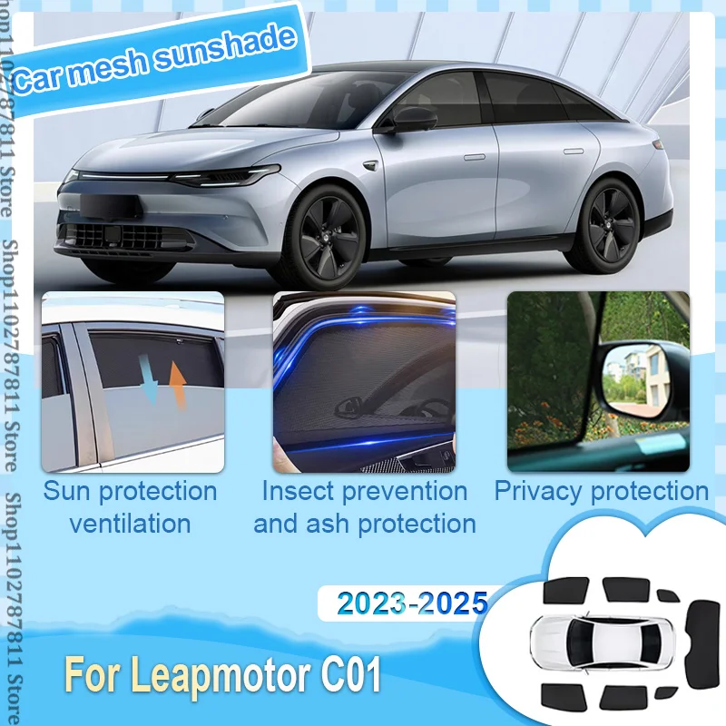 

Car Mesh Shades For Leapmotor C01 2023-2025 Window Sunshades Sunscreen Privacy Curtains Sun Visors Mosquitos Auto Accessories