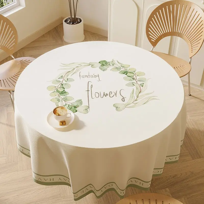 Round Table Waterproof Tablecloth Oil-proof and Scalding-proof Wash-free PVC Table Mat Home Nordic Printed Round Tablecloth