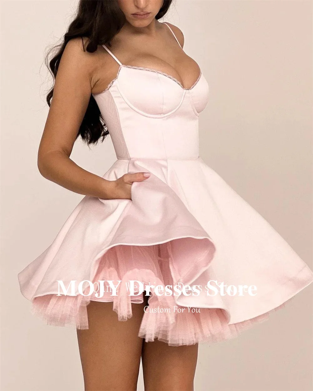 

Mojy Short Vestidos De Fiesta Elegantes Sweetheart Mini A Line Homecoming Dresses Black Satin Sexy Cocktail Dresses Customized