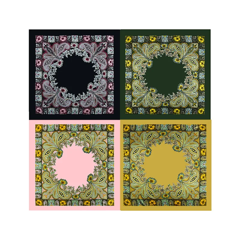 Classic Paisley Pattern Square Scarf European Style Cashew Flower Satin Silk Trendy Women's Versatile Scarf Shawl Headscarf