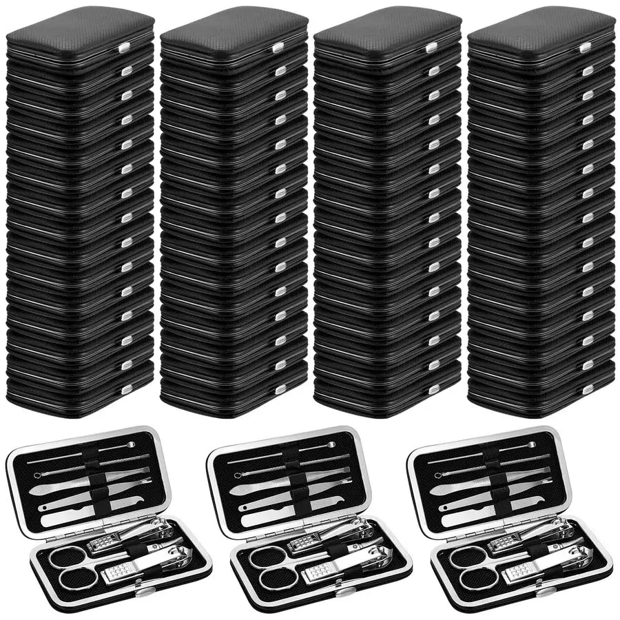 

100 Bulk Nail Clipper Set Bulk Manicure Kit Stainless Steel Pedicure Professional Nail Care Kit with Travel Case Portable Groomi