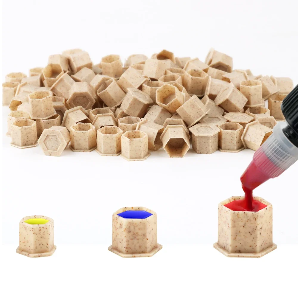 200PCS S/M/L Biodegradable Tattoo Pigment Cups with Base Disposable Eco-Friendly Ink Container Supplies for Tattoo Artists