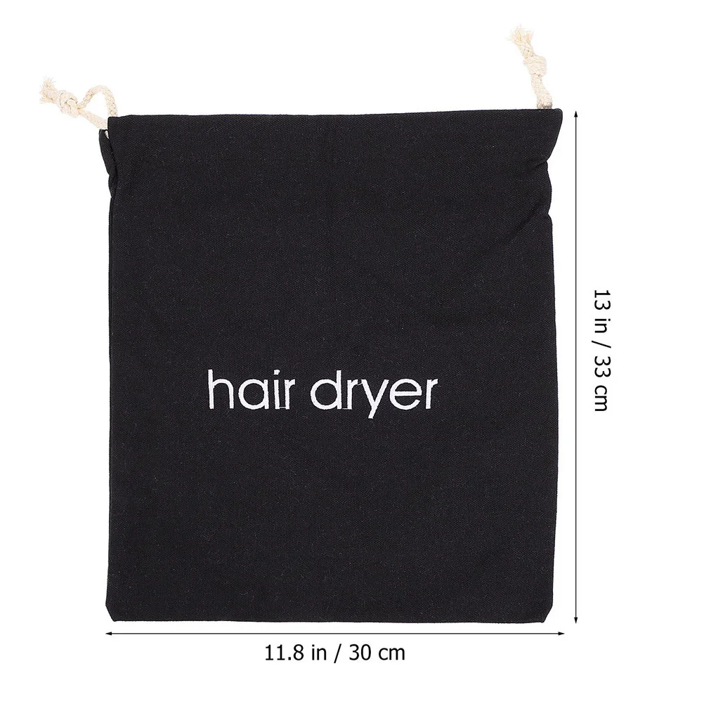 4pcs Canvas Hair Dryer Bag 330x300 Black Drawstring Travel Storage Reusable Durable Hair Dryer Storage Bag Lightweight