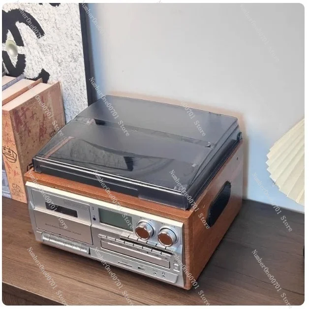 Retro Vinyl Record Player Multi-functional CD Player with Bluetooth Speaker Cassette USB Flash Drive Radio -Vintage Music Player
