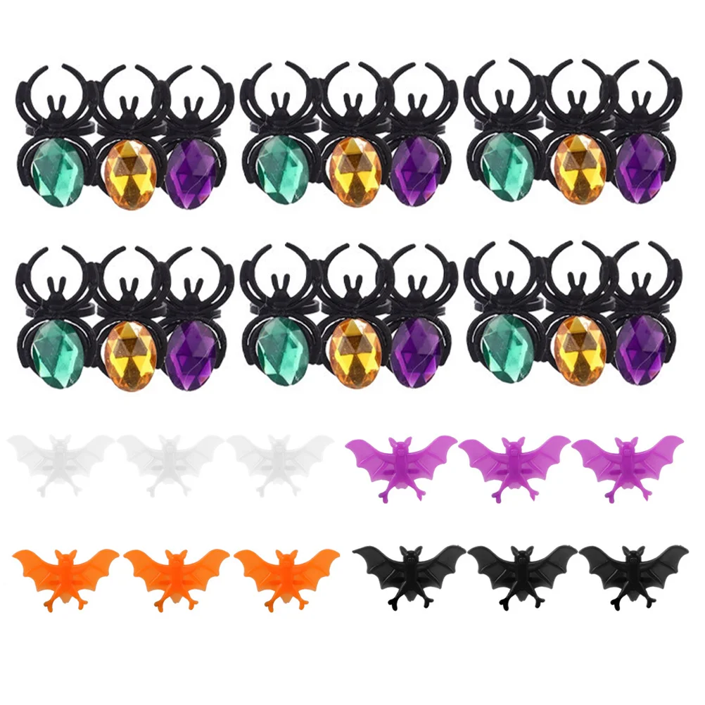 40 Pcs Rings Halloween Children Party Props Simulated Spider Decoration Flashing