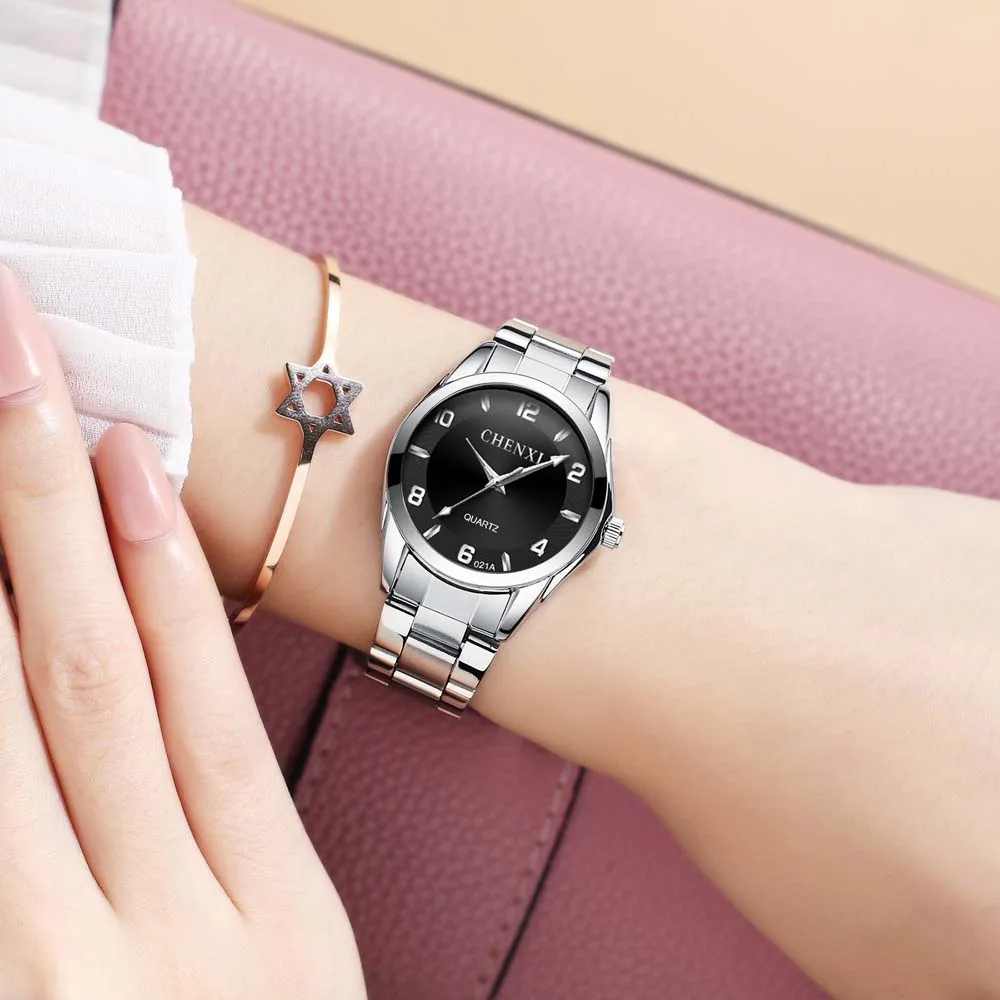 CHENXI Square Couple Watches Set High Quality Stainless Steel Waterproof Quartz Watch Couples Man and Woman Gifts for Lover