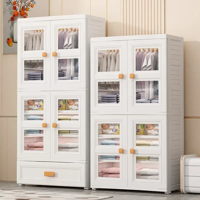 

Thickened baby wardrobe household simple plastic double door hanging clothes storage cabinet children's small wardrobe