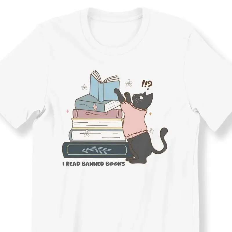 28 I Read Banned Books T Shirt For Men And Women Bookish With Black Cat Sh