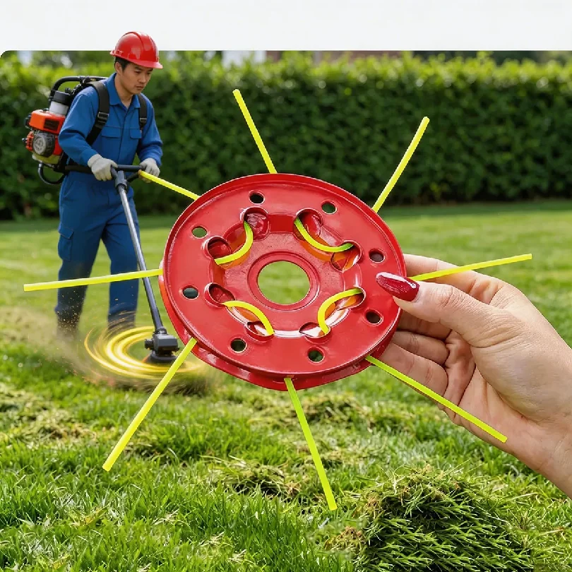 Iron 8 Hole Disc Grass Trimmer Head Nylon Line Brush Cutter Replacement Parts for Lawn Mower Weed Eater Garden Edge Cutting Tool