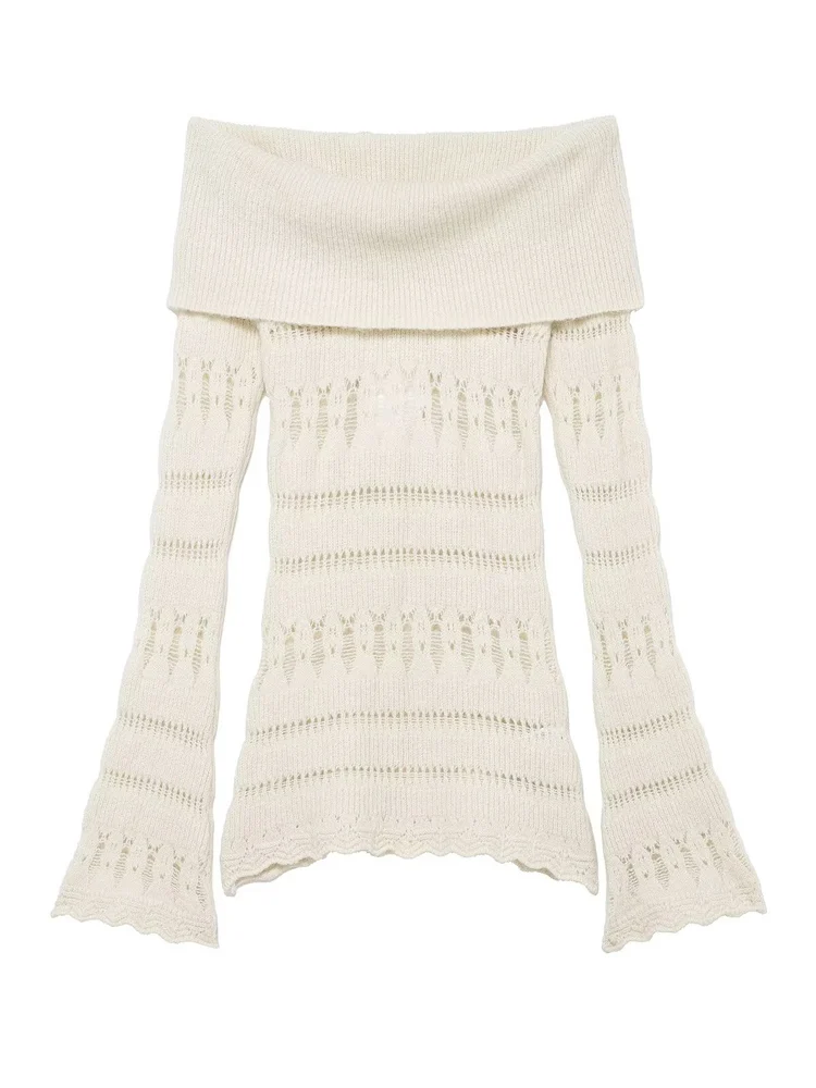 Sweet Sle Knitted Sweater oulder Bared Long Sve One oulder Design Faionable Winter New Arrival Women's Premium Kni...