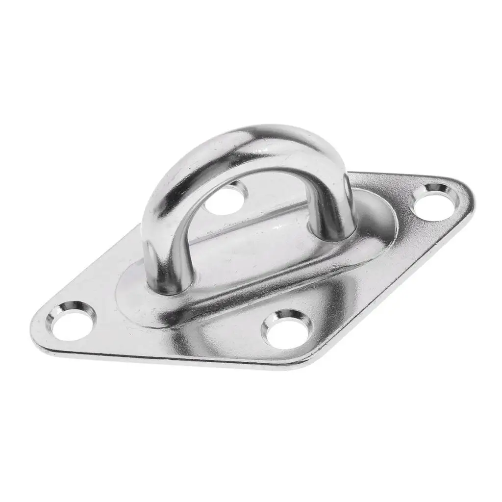 Heavy Duty Steel Pad Eye Hammock Hook with 4 Holes for Secure Mounting on Deck Ceiling Wall Indoor Outdoor