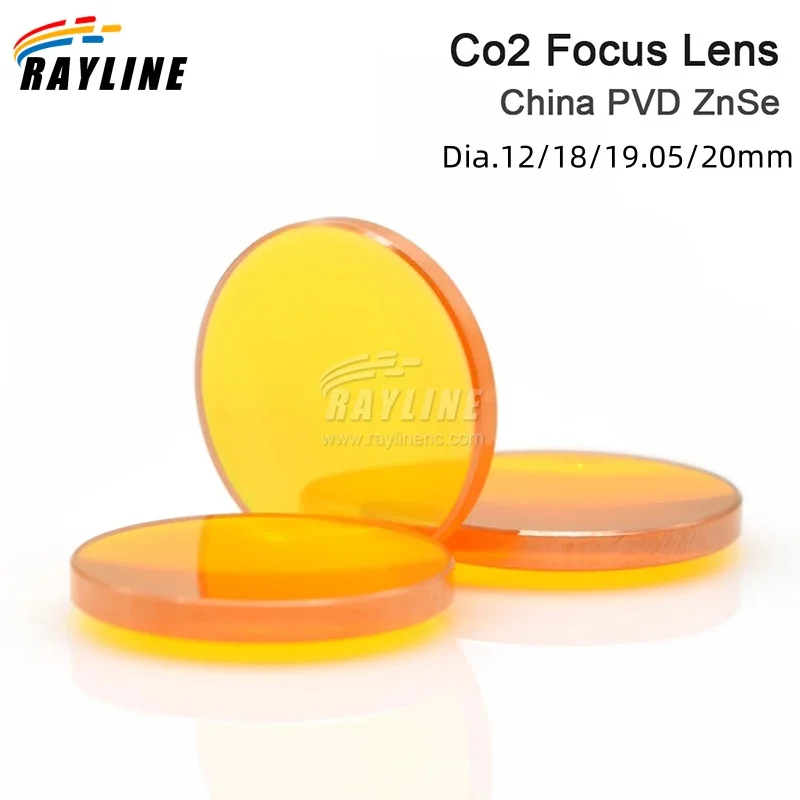 

RAYLINE China CO2 PVD ZnSe Laser Focus Lens Dia.18 19.05 20 mm FL38.1 50.8 63.5 101.6 127mm for Laser Engraving Cutting Machine