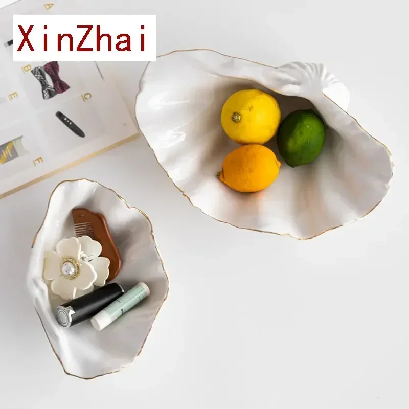 Vilead Shell Shape Ceramic Plates Dinner Dish Steak Salad Tray Table Decoration Starfish Tableware Kitchen Decor Living Room