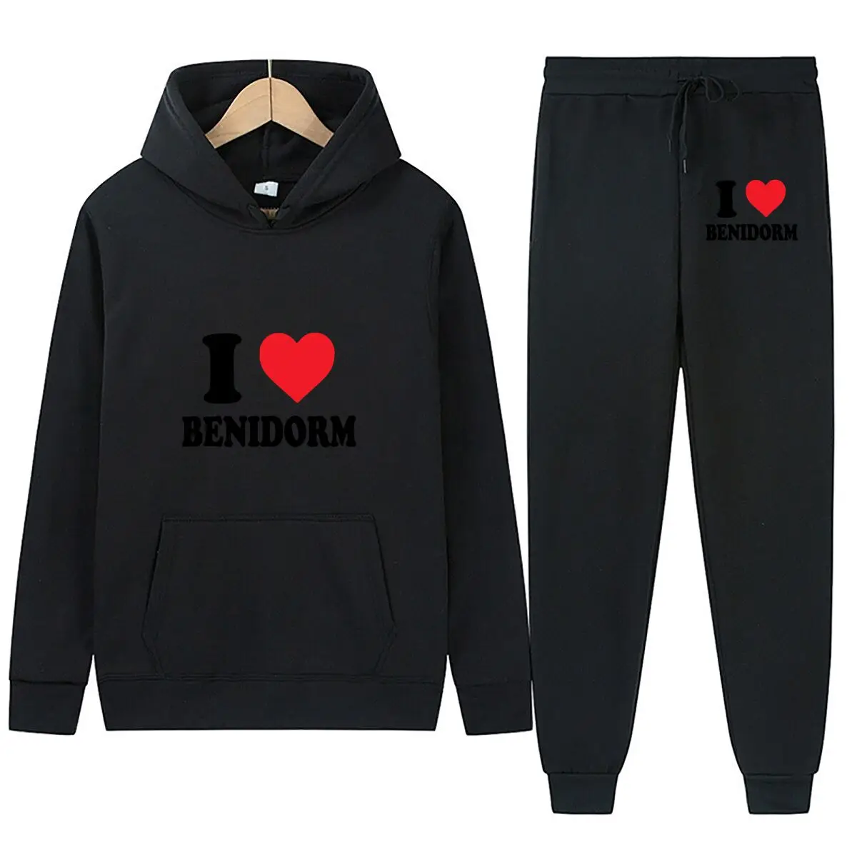 Benidorm Love Shines Travel Vibe 2025 ملابس رياضية رجالية جديدة مطبوعة بقلنسوة طقم مكون من قطعتين #4