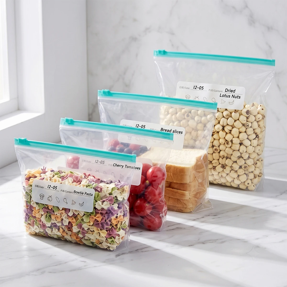 45pcs Sealed Storage Bags, Zip-Lock Food Preservation Bags, Self-Sealing Food Storage Bags, Zip Shut Bags Fresh Food Storage Bag gallery 1