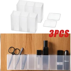 1/3PCS 3 Grids Wall Mounted Organizer Storage Box Self-adhesive Small Objects Storage Box Eyebrow Pencil Cosmetics Organizer