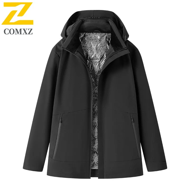 

COMXZ Classic Hooded Mens Down Jacket Outdoor Work Windproof Warm Parka Fashion Travel Thickened Warm Winter New Down Coat