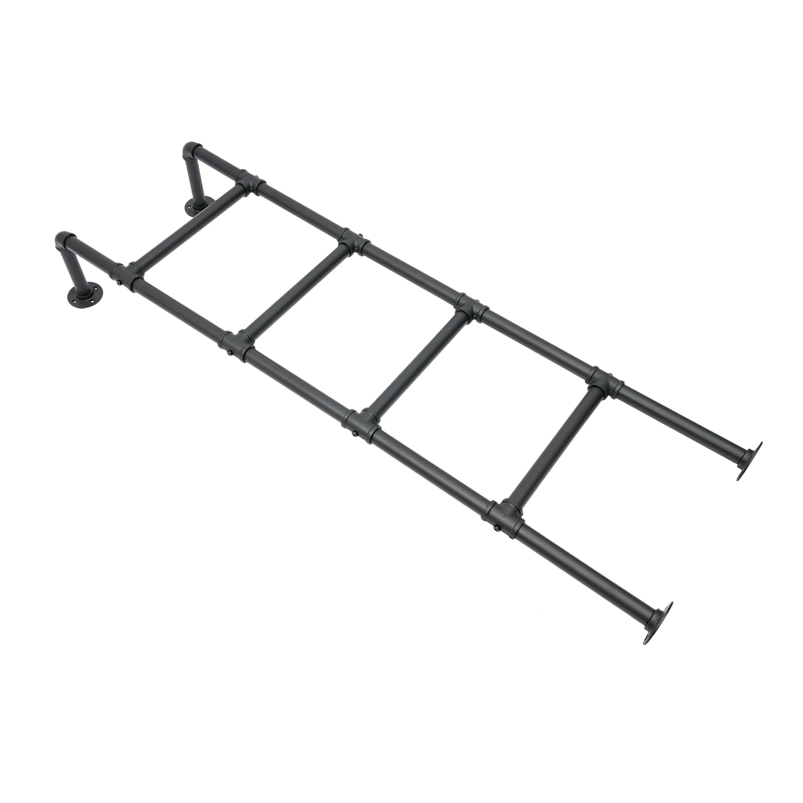 Black, 146 cm Length Ladder, 4-Step Ladder, Wall/Floor-Mounted Ladder, Load Capacity 440 lbs, for Home, Caravans, Lofts, Flats
