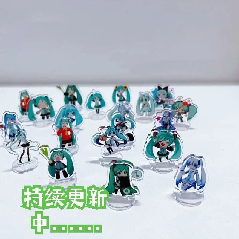 Hatsune Miku Cartoon Animation Peripheral Creative Acrylic Two-Dimensional Mini Decoration Small Stand Desk Place for Students