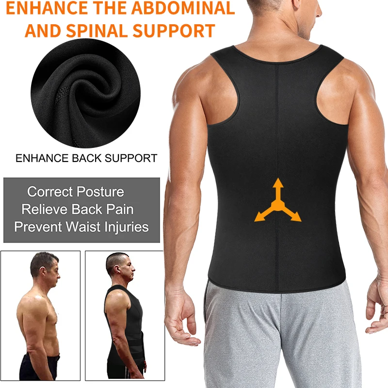 Men Waist Trainer Sauna Vest Body Shaper Double Belt Sweat Shirt Corset Top Abdomen Slimming Shapewear Fat Burn Fitness Suits