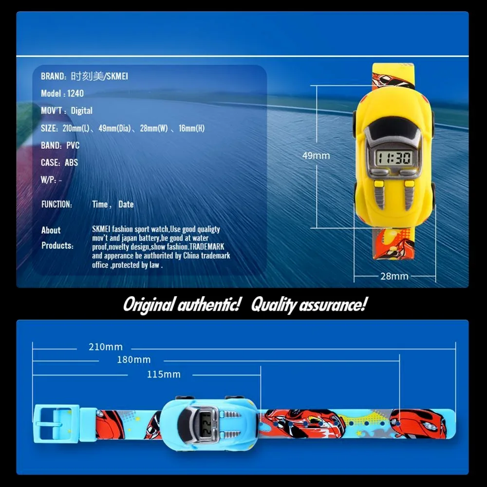 Jam Tangan Anak-anak Mobil Kartun Baru Mainan untuk Anak Laki-laki Perempuan Jam Tangan Modis Olahraga Digital Jam Tangan Mainan Bentuk Mobil Inovatif Hadiah Natal untuk Anak