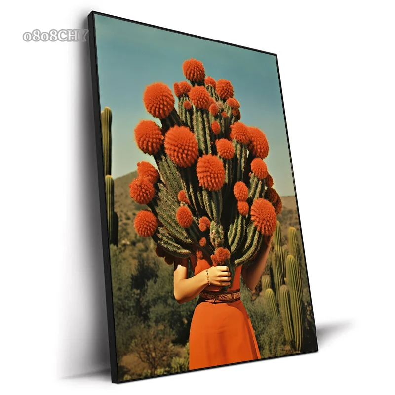 Ramo De Cactus en el desierto, pintura en lienzo, figura Vintage y imagen De planta De Cactus, póster artístico De pared De moda para la habitación del hogar