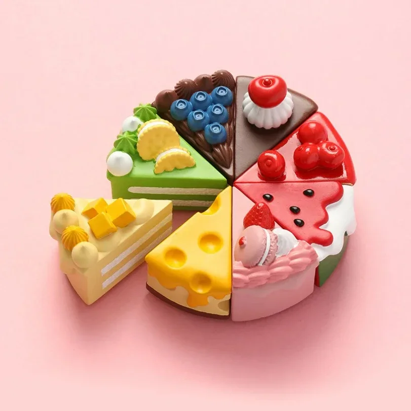 Fruit Cake Refrigerator Sticker Simulation Food Toy 3D Decoration Creative Magnetic Sticker Home Decor Xmas Gift