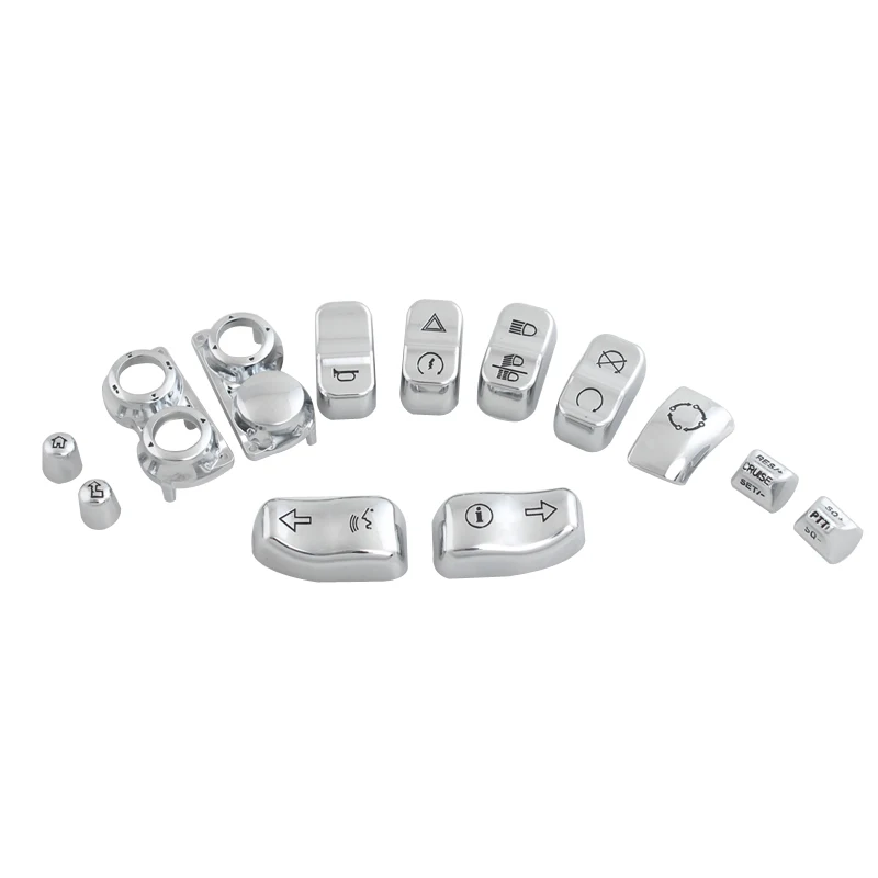 Motorcycle 13PCS Hand Control Switch Housing Button Cap Kits Chrome For Harley Touring Electra Glide Road King FLHTCU 2014 -2020