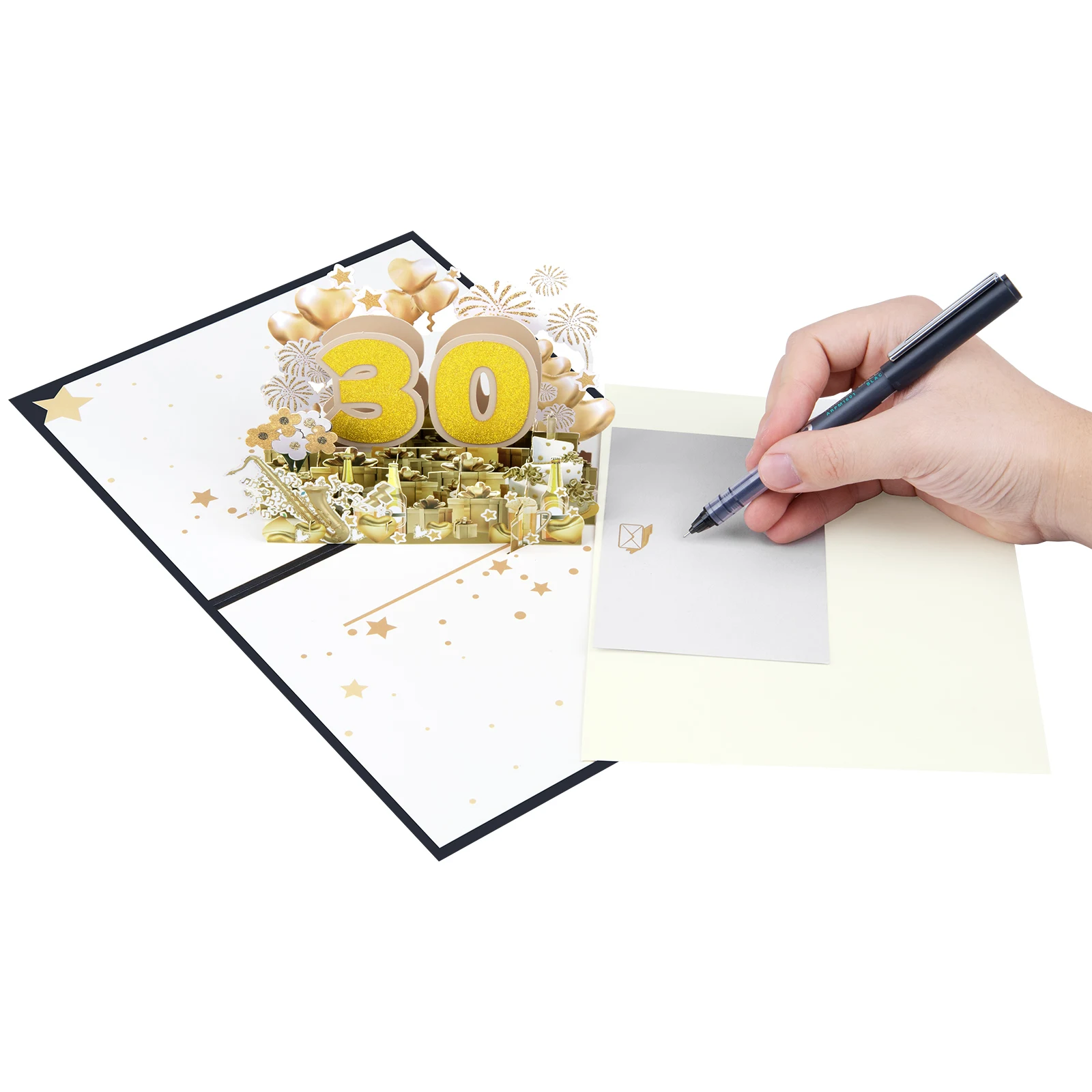 1-100 بطاقة الذكرى المنبثقة - بطاقة تهنئة للاحتفال باللون الذهبي ثلاثي الأبعاد لعيد الميلاد أو الزفاف أو الذكرى السنوية التجارية