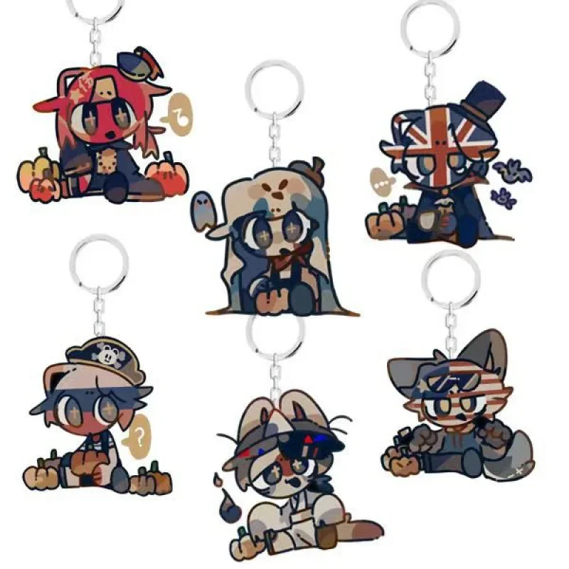 20pc/lot Wholesale Anime CountryHumans CN USA FR UK RUS Cosplay Keychain Acrylic Pendant Key Chain For Women Men Christmas Gifts